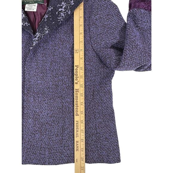Harve Benard Blazer Purple Tweed Lace Wool Blend Size 10 Petite Vintage - Picture 6 of 10